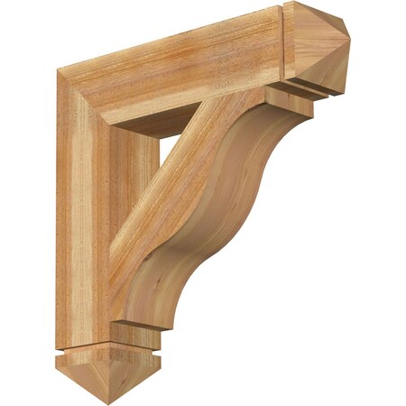 Ekena Millwork Funston Arts & Crafts Rough Sawn Bracket, Western Red Cedar, 6"W x 28"D x 28"H BKT06X28X28FST03RWR